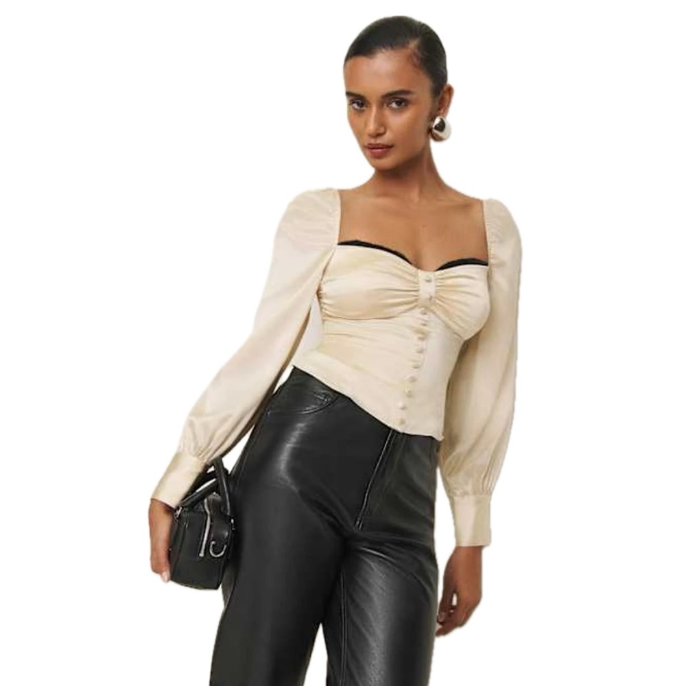 NWT Reformation “Chiara Silk Top”